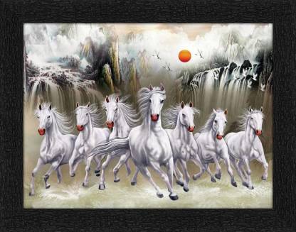 ADS Art Poster The Stallion Seven Horses Painting with Synthetic Frame Digital Reprint 11 inch x 14 inch Painting