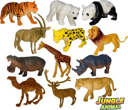 12 NEW ZOO ANIMALS TOY PLAYSET SAFARI JUNGLE ANIMAL PARTY FAVORS TIGER LION 