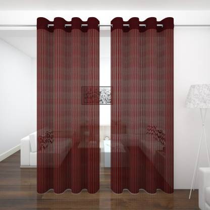 Story Home 275 Cm 9 Ft Polyester Long, Striped Door Curtain