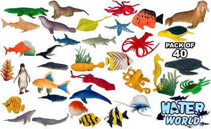 Miniature Mart Realistic Under The Sea Life Figure Ocean Animals Plastic Pool Toys Set (40 Pack) Miniature Mart Realistic Under The Sea Life Figure Ocean Animals Plastic Pool Toys Set (40 Pack)