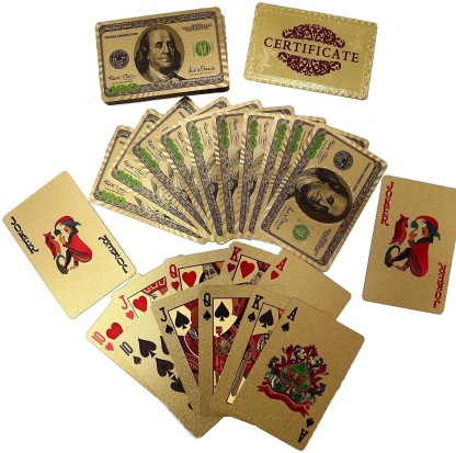 $100 Bill Gold Playing Cards 24k Foil Plated Full Deck Poker Benjamin Franklin 2 