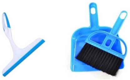 zukunft fashion combo set of Mini Dustpan with Cleaning Brush Plastic Dustpan and 1 kitchen wiper/window wiper Dustpan, Kitchen Wiper