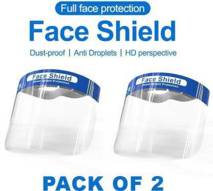 2 PCS Safety Full Face Shield HD Clear Reusable Protection Cover Face Eye Helmet