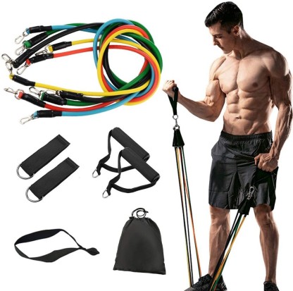 11 Pcs Resistance Bands Fitness Set Workout Exercise with Handles Home Gym Tubes 