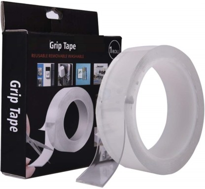 2 Pack, 5 m Kitchen Double Side Adhesive Tape Silicone Tape Removable Transparent Tape Reusable Nano Tape for Home Wall 