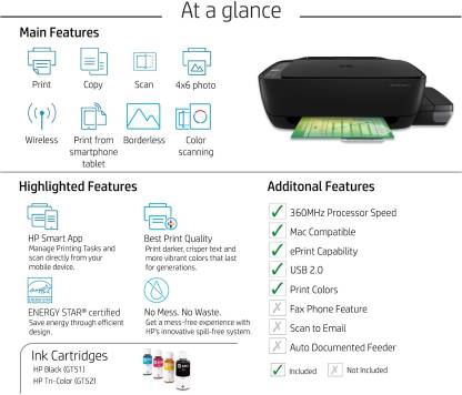 HP ink tank wireless 415 All in one Multi-function WiFi Color Printer with Voice Activated Printing Google Assistant and Alexa