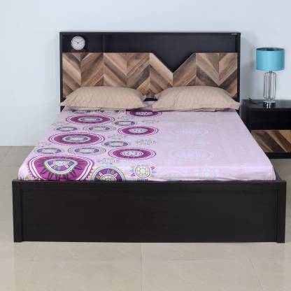 Wenge & Brown Color Yuko Engineered Wood Queen Box Bed – Nilkamal
