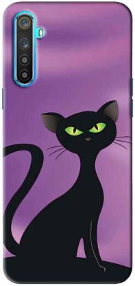 NDCOM Back Cover for Realme 6 Black Cat Printed