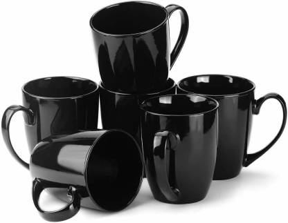 VolCraft Handmade Ceramic coffee/tea mug Matt Black ste of 6 Ceramic Coffee Mug