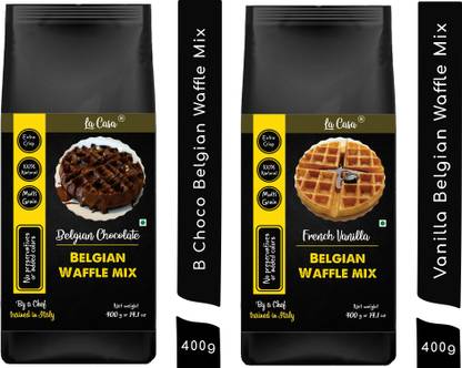 Belgian Waffles From Pancake Mix La Casa French Vanilla Chocolate Belgian Waffle Mix Combo Pack Pancake Mix Multigrain Vegan Egg Less Extra Crisp 800 Gms 800 G Price In