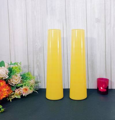 Faa Craft Glass Tall Tapper Colored Vases Home Decorative Flower For Decor Side Corners Living Room Dining Center Table Bedroom Centerpiece Yellow Set Of 2 Vase In - Flower Vase Decoration Home