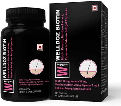 welldoz biotin 10mg and keratin 25mg capsule with bamboo extract piperine and calcium