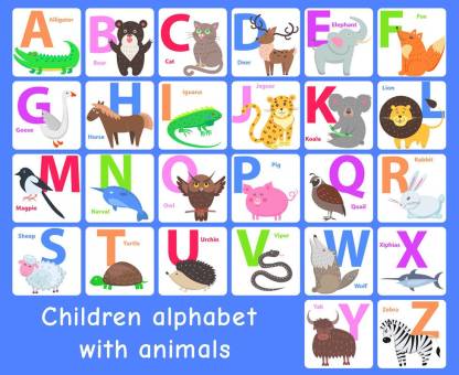 alphabets chart poster with animal name for kid learning and for kids play  school( no need of tap) Paper Print - Educational posters in India - Buy  art, film, design, movie, music,