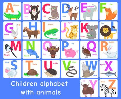 alphabets chart poster with animal name for kid learning and for kids play school( no need of tap) Paper Print - Educational posters in India - Buy art, film, design, movie, music, alphabets chart poster with animal name for kid learning and for kids play school( no need of tap) Paper Print - Educational posters in India - Buy art, film, design, movie, music,