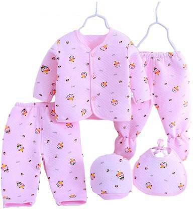 Honey Boo Presents New Born Baby Winter Wear Keep warm Cartoon Printing Baby  Clothes 5Pcs Sets