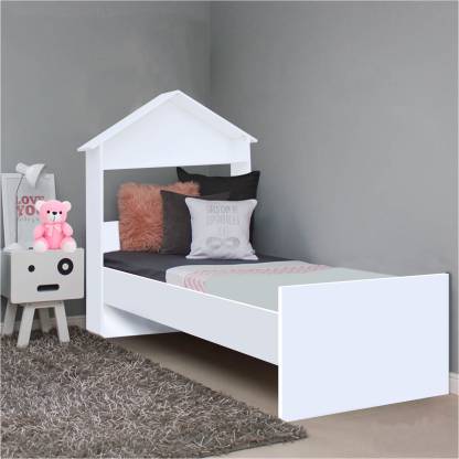 White Color Engineered Wood Single Bed – Barewether