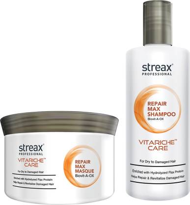 Streax Professional Vitariche Care Repair Max Shampoo + Masque Price in  India - Buy Streax Professional Vitariche Care Repair Max Shampoo + Masque  online at 