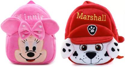  | DZert Kids School Bag Marshall and Minnie Soft Plush Cartoon  Baby Boys/Girls (2 to 5 ) (Pack of 2) Plush Bag - Plush Bag