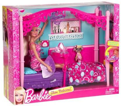 BARBIE X7941 Glam Bedroom Furniture and Doll Set - X7941 Glam 