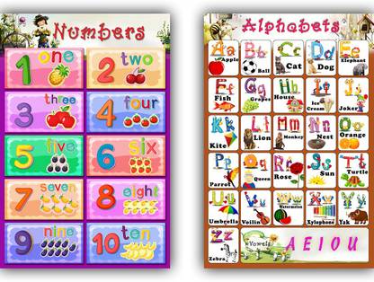 Xpression Decor Set Of 2 Abcd And 1 10 Numbers Alphabet Charts Wall Poster For Room Decor Paper Print Educational Posters In India Buy Art Film Design Movie Music Nature And