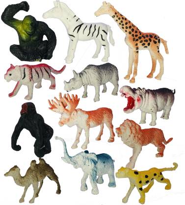 Toyify Pack of 12 Very Small Size Basic Wild Animal with Normal Base  Quality toy Playing
