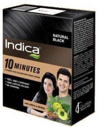 Indica 10 Minutes Herbal Hair Colour Natural Black 40g Pack of 2 , Natural  Black - Price in India, Buy Indica 10 Minutes Herbal Hair Colour Natural  Black 40g Pack of 2 ,
