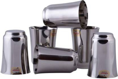 Vinod Stylish Vento Stainless Steel Glass 6 Pcs Set Water Drinking Tumbler Set 