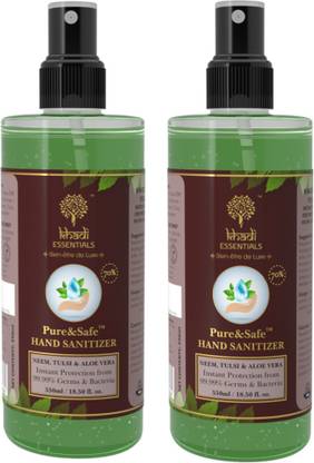 khadi essentials hand spray sanitizer pack of 550x2 ml with 70 alcohol neem tulse hand sanitizer bottle price in india buy khadi essentials hand spray sanitizer pack of 550x2 ml with 70