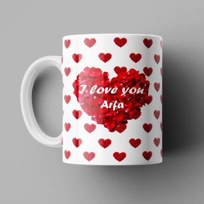 Beautum I Love You Arfa Romantic Name Ceramic White Coffee (350)ml Model  No: BILU001917 Ceramic Coffee Mug Price in India - Buy Beautum I Love You  Arfa Romantic Name Ceramic White Coffee (