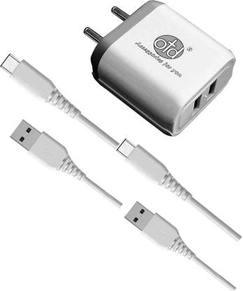 OTD 12 W  A Multiport Mobile Fast Mobile Charger with 2 USB Type C Cable  (Compatible only with Type C Mobile Phones) Charger with Detachable Cable -  OTD : 