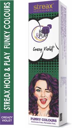 Streax Professional Hold & Play Funky Hair Colour Crazy Violet,100gm ,  Crazy Violet - Price in India, Buy Streax Professional Hold & Play Funky Hair  Colour Crazy Violet,100gm , Crazy Violet Online