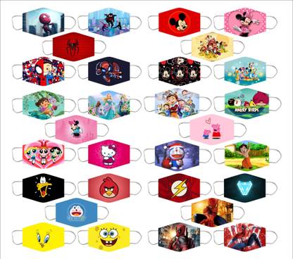 Artree Kids Cartoon Print Face Mask Pack Of 30 For 4 Years To 10 Years Kids Boys Girls Mask 30pcs Kids Cloth Mask Price In India Buy Artree Kids Cartoon Print Face