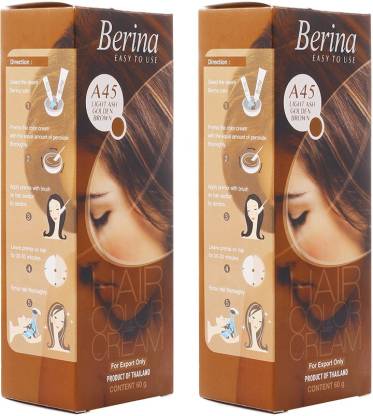Berina A45 Light Ash Golden Brown Hair Color Cream 60gm , Golden Brown Pack  of 2 , Golden Brown - Price in India, Buy Berina A45 Light Ash Golden Brown  Hair Color