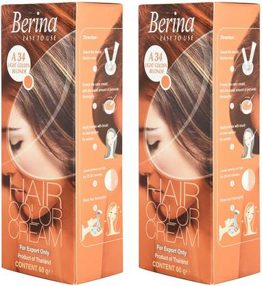 Berina A34 Light Golden Blonde Hair Color Cream 60gm , Light Golden Blonde, Pack of 2 , Light Golden Blonde - Price in India, Buy Berina A34 Light Golden Blonde Hair Color Berina A34 Light Golden Blonde Hair Color Cream 60gm , Light Golden Blonde, Pack of 2 , Light Golden Blonde - Price in India, Buy Berina A34 Light Golden Blonde Hair Color