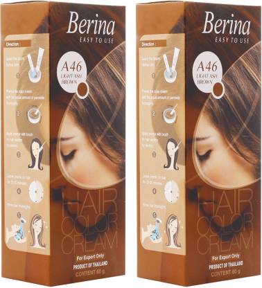 Berina A46 Light Ash Brown Hair Color Cream 60gm , Light Ash Brown, Pack of  2 , Light Ash Brown - Price in India, Buy Berina A46 Light Ash Brown Hair  Color