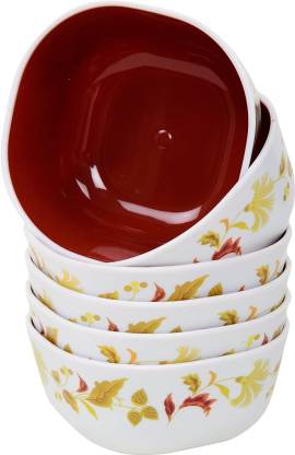 Nayasa Plastic Floral Soup Bowl – 200 ml, 6 Piece, Brown