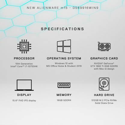 Alienware Core i7 10th Gen - (16 GB/512 GB SSD/Windows 10 Home/6 GB Graphics/NVIDIA Geforce GTX 1660 Ti) m15R3 Gaming Laptop