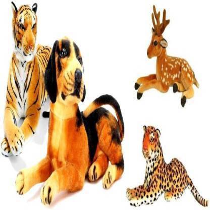 GOD GIFT GALLERY Tiger/Dog/Deer/Loepard Stuffed Soft Toys  - 32.2 cm
