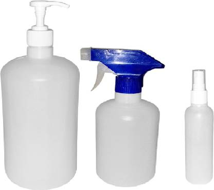 SPI White Bottle1 LTR -R WITH DISPENSER PUMP+ 500ML WITH TRIGGER+100ML