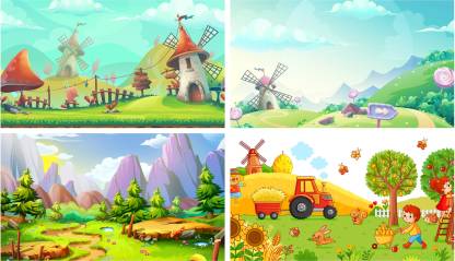Animated scenery posters for kids room Paper Print - Animation & Cartoons  posters in India - Buy art, film, design, movie, music, nature and  educational paintings/wallpapers at 