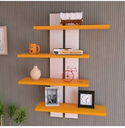 Hubwooden Best Wooden Floating Wall Shelf For Home Office Decor Set Of 4 Colorful Storage Unit Wall Hanging Shelves Antique Display Rack Color Multicolor Wooden Wall Shelf Price In India