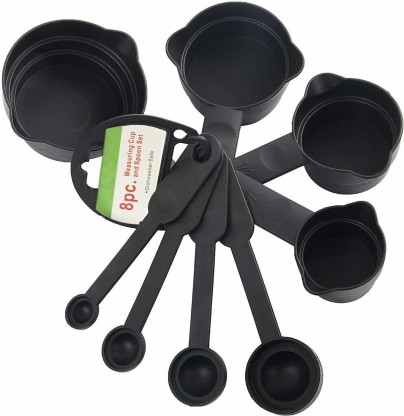 Chef Craft 21900-2PK Set of 10 Piece Spoons and Measuring Cups \ White Black & Green 