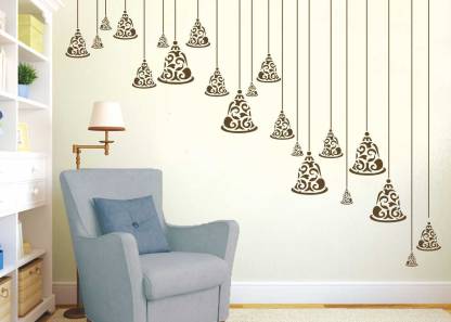 Rainbow Mazic Walls Spiritual Temple Bells Hanging Wall Stencil Glossy Pvc Paper Reusable Set Of 03 Pcs Rns 194 Diy Stencils For Home Painting In India - Stencil Paper For Wall Painting