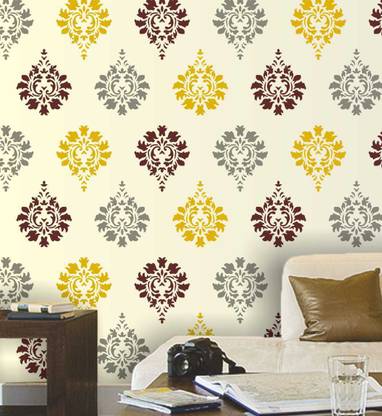 Rainbow Mazic Walls Beautiful Damask Motif Wall Stencil Glossy Pvc Paper Res 02 Diy Stencils For Home Painting In India - Stencil Paper For Wall Painting Rainbow Mazic Walls Beautiful Damask Motif Wall Stencil Glossy Pvc Paper Res 02 Diy Stencils For Home Painting In India - Stencil Paper For Wall Painting
