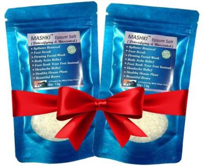 MASHKI Epsom Salt (Magnesium Sulphate) For Relaxation Muscle Relief, Relives Aches & Pain For Bathing (1kg x 2 nos)