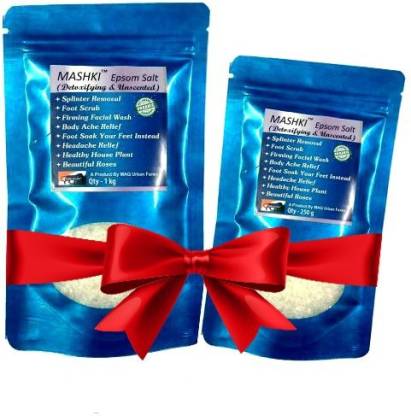 MASHKI Epsom Salt (Magnesium Sulphate) For Relaxation Muscle Relief, Relives Aches & Pain For Bathing (Buy 1 kg & get 250 grams)