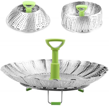 Good Living Stainless Steel Vegetable Steamer Basket For Pots and Pans Adjustable to 9 Inches 