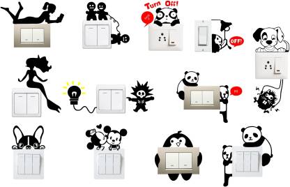 Decoration Designs 31 cm panda kitty Wall Sticker & Switch Board Sticker  Set OF 12 Self Adhesive Sticker Price in India - Buy Decoration Designs 31  cm panda kitty Wall Sticker &