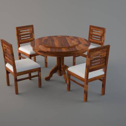 Allie Wood Marrigo Sheesham Round, Solid Wood Round Dining Table For 4