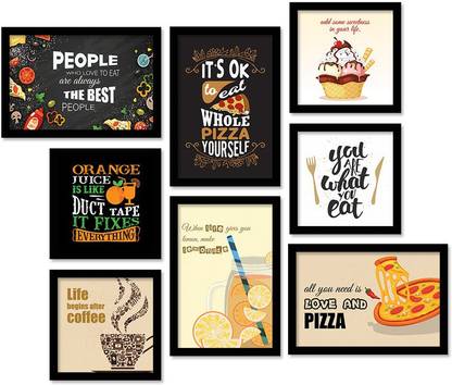 Restaurant Theme Framed Wall Posters Painting For Kitchen Room Restaurent Decor Set Of 8 Paper Print Cuisine Decorative Posters In India Buy Art Film Design Movie